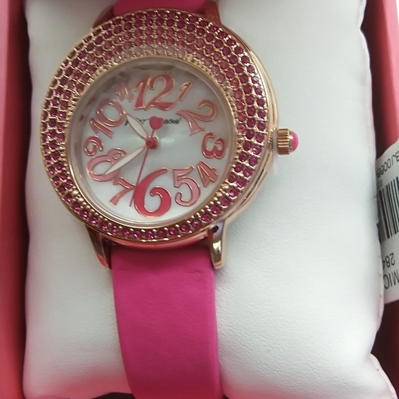 Betsey Johnson New Hot Pink Glitter Watch